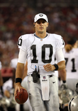 Newhall-Caballero on the sidelines during the Raiders' preseason game against the Arizona Cardinals in 2012.