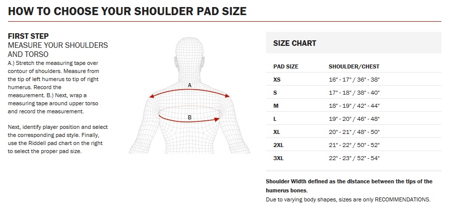 Shoulder Pad Size Chart Football